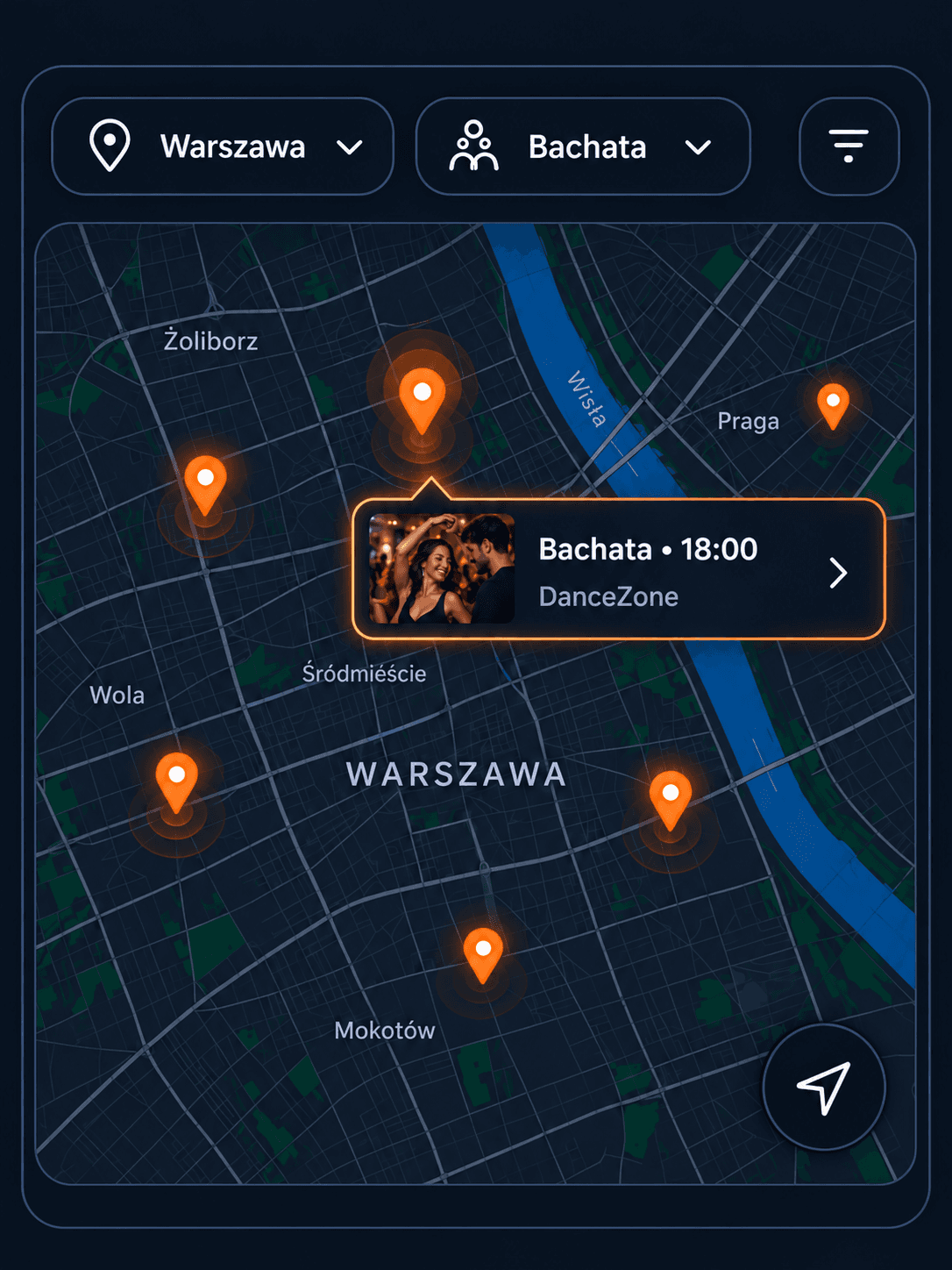 Podgląd wyszukiwania zajęć bachaty w Warszawie